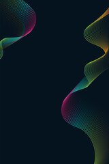 Linear abstract waves neon colors gradient. Vector design banner.