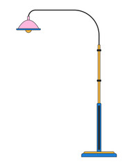 Poster - Streetlight lamp post flat line color isolated vector object. Street light pillar. Streetlamp. Editable clip art image on white background. Simple outline cartoon spot illustration for web design