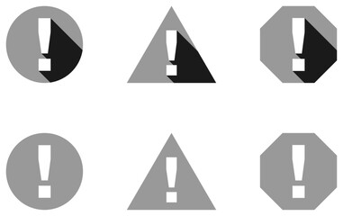 Poster - black white round circle octagonal and triangular warning or attention sign with exclamation mark ic