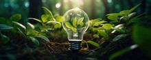Light Bulb Plant Inside Dark Green Nature.