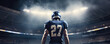 © Michal - American football player on night stadium dark colors. action picture.  wide banner