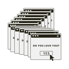 Fototapete - Vector illustration of retro pc element. Old computer aestethic. Nostalgia for 1990s -2000s. Text: Do you love you?