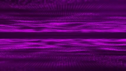 Poster - technical background in data. Background is amorphous. tying together lines and dots on a purple backdrop. rendering in 3D.