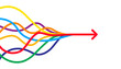 Colorful merging arrows image. Clipart image