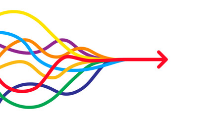 Colorful merging arrows image. Clipart image