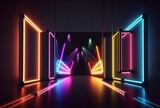 Fototapeta Perspektywa 3d - realistic background with neon light. generative ai