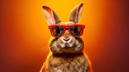 Wall Mural - Stylish Hare: A Real Star Winner with Sunglasses, cool rabbit generative ai