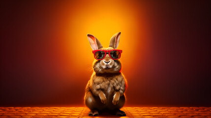 Wall Mural - Stylish Hare: A Real Star Winner with Sunglasses, cool rabbit generative ai