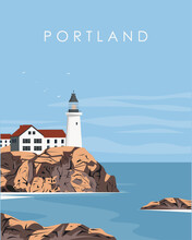 Portland Head Light USA Travel Poster