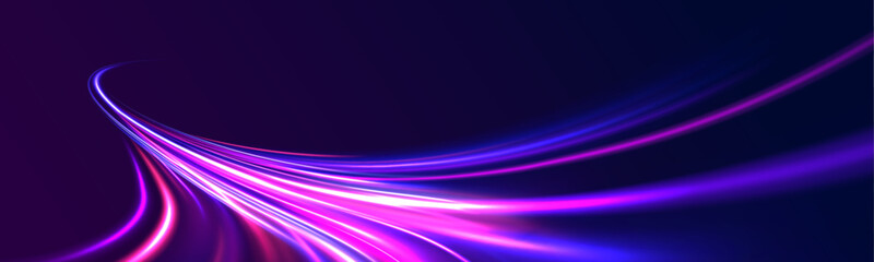 Fototapete -  Shiny wavy path. Rotating dynamic neon circle. Colored shiny sparks of spiral wave. Curved bright speed line swirls. Magic golden swirl with highlights. Glowing swirl bokeh effect. vector png