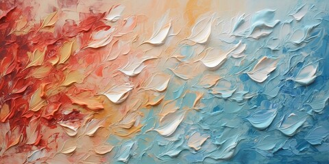 Wall Mural - Generative AI, Closeup of impasto abstract rough colorful art painting texture