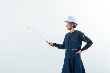 Aufkleber - 指示棒で説明する職人