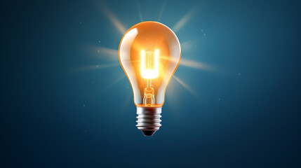 Aufkleber - A glowing light bulb on a blue background