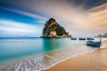 Canvas Print - beach with sky generated ai