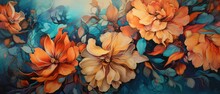 Blue And Teal Color Flowers Artwork ,colorful Background Illustration, Generative AI.