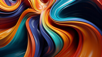 Aufkleber - A vibrant abstract composition with fluid lines and bold colors