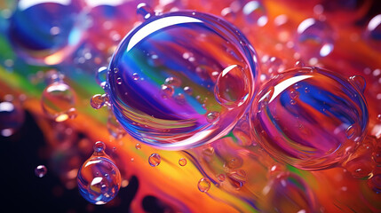 Aufkleber - Colorful bubbles floating on a rainbow surface