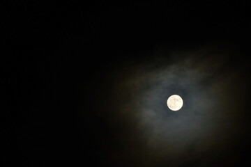 Wall Mural - full moon cover by spreading cloud in night