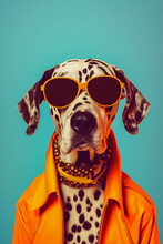Hipster Hound: Anthropomorphic Dog Portrait In Poster Art, Generative AI