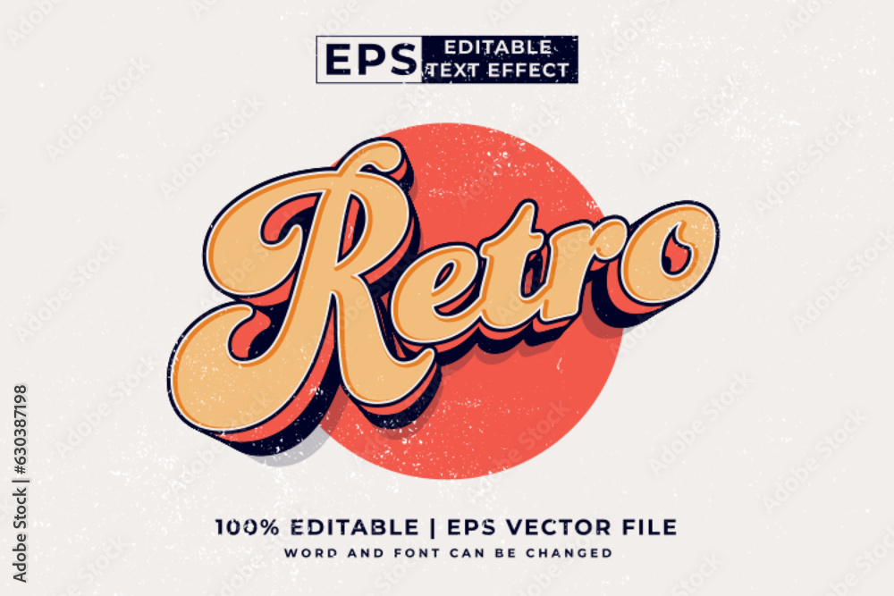 Editable text effect Retro 3d cartoon style premium vector Stock Vector ...