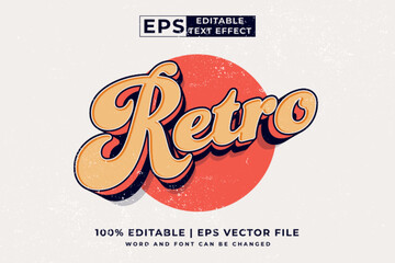 Editable text effect Retro 3d  cartoon style premium vector
