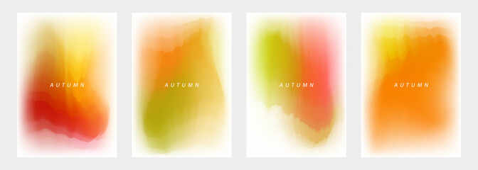 Poster - Autumn theme collection with color gradients. Fall season backgrounds for creative seasonal graphic design. Vector illustration.