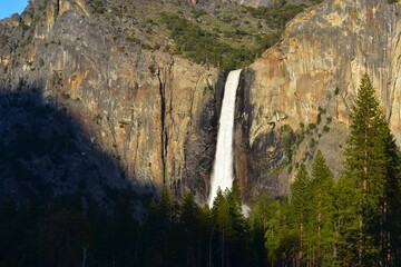 Sticker - View of Yosemite Falls, the highest waterfall in Yosemite National Park, California