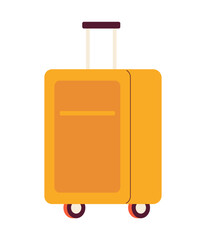 Poster - Carry on suitcase on wheels semi flat colour vector object. Spacious suitcase. Editable cartoon clip art icon on white background. Simple spot illustration for web graphic design
