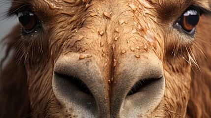 Wall Mural -  a close up of a brown horse's face with drops of water on it.  generative ai