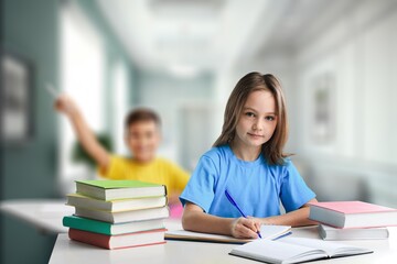 Wall Mural - Learning school student in classroom background