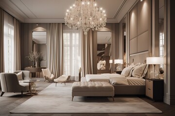 Elegant urban bedroom haven, luxurious retreat. Generative AI