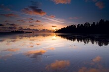 Beautiful Sunset Over Chesterman Beach, Tofino, Vancouver Island, BC Canada
