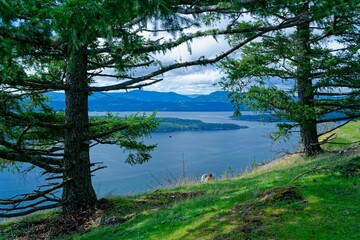 Wall Mural - Scenic view looking west from Mount Galiano, Galiano Island, BC, Canada