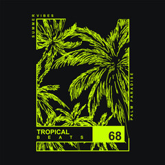 Tropical Beats Palm tree Summer Graphic Neon Outline Summer vibes  graphics for T shirt Print graphic Design Vector