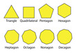 © HaqueMukul - Mathematical shapes, types of polygon vector illustration white background.