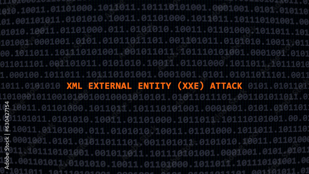 Cyber attack xml external entity (xxe) attack. Vulnerability text in ...