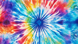 Fototapeta Tęcza - Rainbow swirl tie dye pattern. Acrylic tie dye fabric pattern background