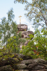 Wall Mural - Golden cross mounted on the top of the Mount Tserkovka