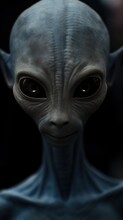 Humanoid Alien In A Dark Background. Generative Ai