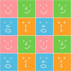  Funny colorful faces seamless pattern