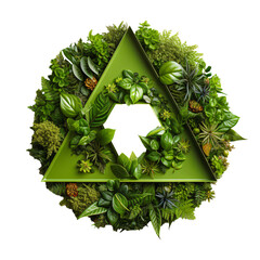Wall Mural - renewable green cycle symbol with triangle as recycling cycle isolated against transparent background