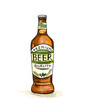 Beer longneck bottle illustration. Pub beverage watercolor drawing, lager, ale, hops