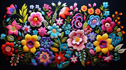 Wall Mural - illustration beatiful colorful flowers painting