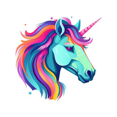  Cartoon Vector Style Unicorn Logo. No Background. Applicable to any Context. Great for Print On Demand Merchandise. 