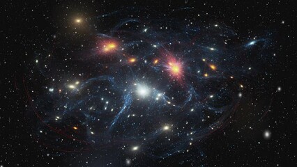 Wall Mural - space flight to star clusters past space dust.