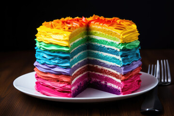 Wall Mural - Cake with rainbow layers in the section