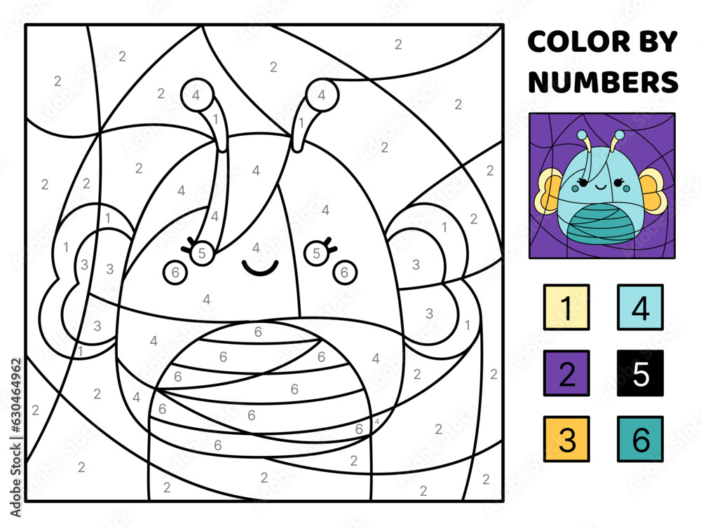 Butterfly. Color by number. Squishmallow. Coloring page. Game for kids ...