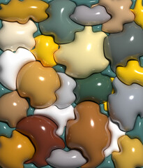 Poster - Abstract background with various inflated figures, 3D rendering illustration