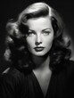 Vintage retro Black and white headshot of a Hollywood actress