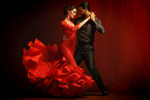 Couple In A Flamenco Pose, Folkloric Dance Of Andalusia